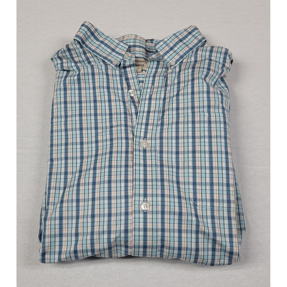 Duluth Trading Co Blue and White Plaid Button-Down Shirt
